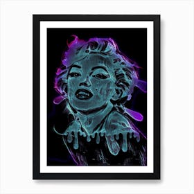 Abstract Marilyn Monroe Blue Art Print