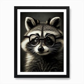 Raccoon Wearing Glasses Vintage 3 Art Print