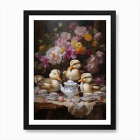 Ducklings At A Traditional Afternoon Tea 3 Art Print