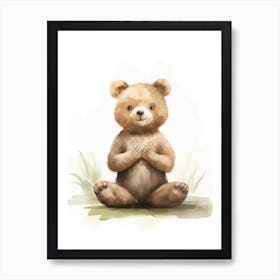 Yoga Teddy Bear Painting Watercolour 3 Art Print