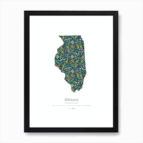Illinois State | Wildflowers on Juniper Green Art Print