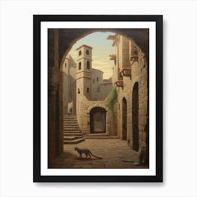 Cats In Monestary Courtyard 2 Art Print