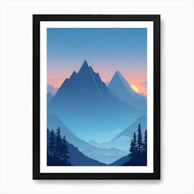 Misty Mountains Vertical Composition In Blue Tone 59 Art Print