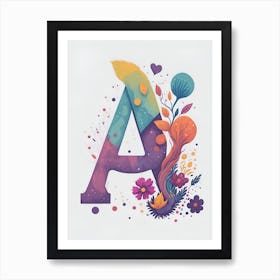 Colorful Letter A Illustration 5 Art Print