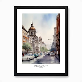 Mexico City Watercolour Travel Poster Art Print