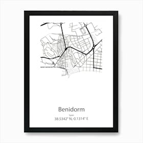 Benidorm,Spain Minimalist Map Art Print