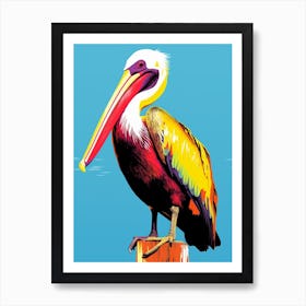Andy Warhol Style Bird Brown Pelican 2 Art Print