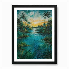 Sunset At The River Affiche