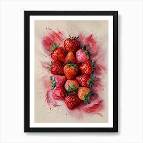 Fresh and Juicy Strawberries Painting #1 Art Print