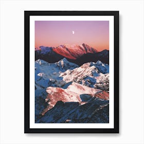 Early Moon Above The Mountains Art Print