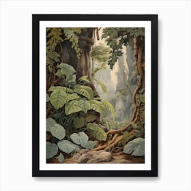 Vintage Jungle Botanical Illustration Philodendron 4 Art Print