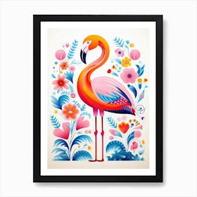 Scandinavian Bird Illustration Greater Flamingo 2 Art Print