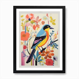 Colourful Scandi Bird American Goldfinch 3 Art Print