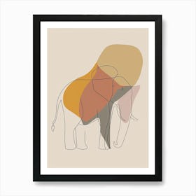 Elephant - Boho, Line Art 7 Art Print