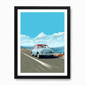 A Fiat 500 In Causeway Coastal Route Illustration 4 Art Print