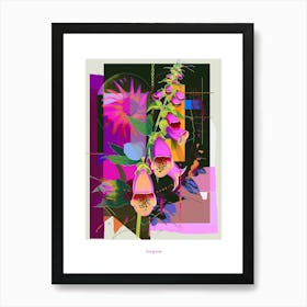 Foxglove 1 Neon Flower Collage Poster Art Print