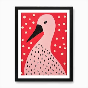 Pink Polka Dot Swan 1 Art Print