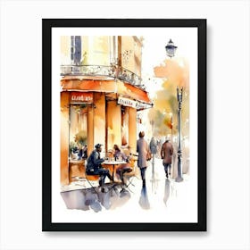 Watercolor Of A Cafe In Paris 4 Art Print