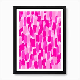 Abstract Hot Pink Paint Brush Strokes Art Print