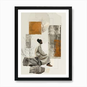 Sitting On Rock Art Print