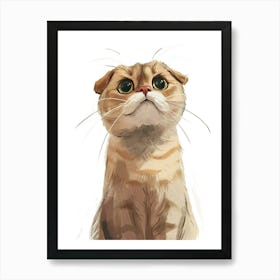 Scottish Fold Cat Clipart Illustration 4 Art Print