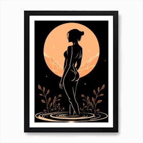 Moonlit Woman In Water Art Print