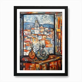 Window View Of Lisbon Portugal In The Style Of Cubism 3 Art Print