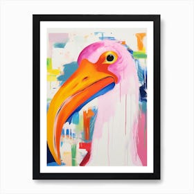 Colourful Bird Painting Stork 2 Art Print