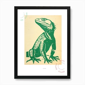 Green Iguana Bold Block 1 Poster Art Print