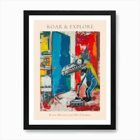 Graffiti Painting Dinosaur Hoovering Poster Art Print