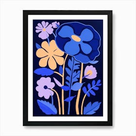 Blue Flower Illustration Statice 1 Art Print