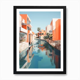 Abstract Illustration Of South Padre Island Texas Orange Hues 3 Affiche