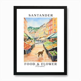 Food Market With Cats In Santander 1 Poster Art Print