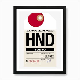 Tokyo (HND) Japan Vintage Airline Luggage Tag Art Print