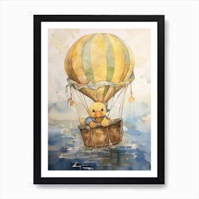 Hot Air Balloon Duckling Mixed Media Painting 1 Art Print