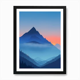Misty Mountains Vertical Composition In Blue Tone 123 Art Print