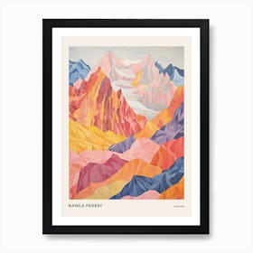 Nanga Parbat Pakistan 4 Colourful Mountain Illustration Poster Art Print