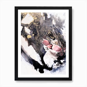 White Gold And Black Flower Painting Art Print