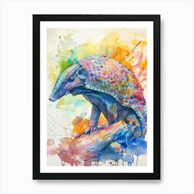 Armadillo Colourful Watercolour 3 Art Print