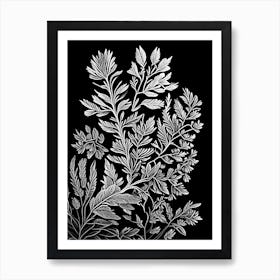 Thyme Leaf Linocut 1 Art Print