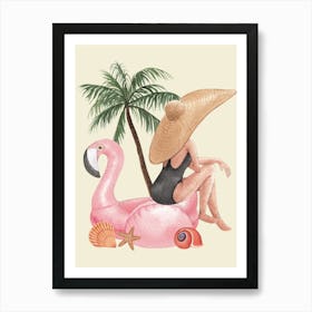 Seaside Pink Flamingo Owner Art Print