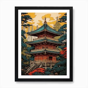 Nikko Toshogu Shrine, Japan Vintage Travel Art 3 Art Print