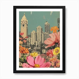 Mumbai   Floral Retro Collage Style 1 Art Print