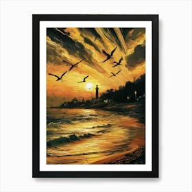 Sunset At The Beach 7 Art Print