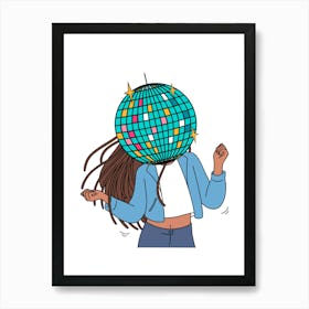 Disco Ball Girl Art Print