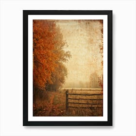 Autumn Landscape Grunge Texture Overlay Leaves In Varying Shades From Orange To Russet Decrepit W (3) Art Print