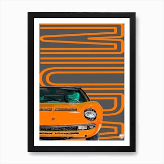 Lamborghini Miura Classic Car Orange Art Print