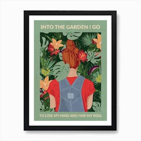 Into The Garden (Redhead & Light Green) Art Print
