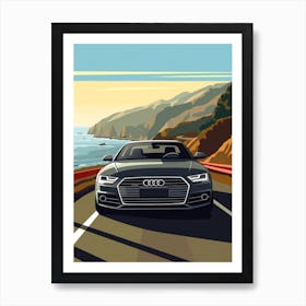 A Audi A4 In The Pacific Coast Highway Car Illustration 3 Art Print