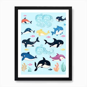 Kids Orca Whale Cartoon 1 Art Print